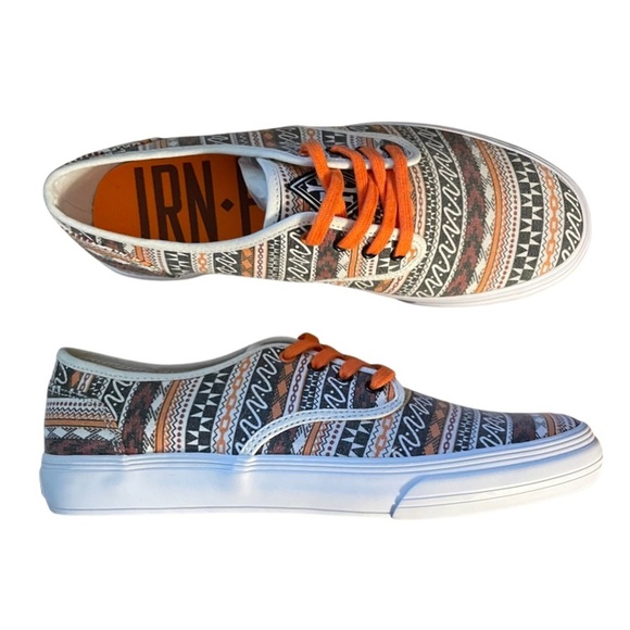 IRON FIST The Winston orange, brown & white print skate shoes men's 8 NWOB - Picture 1 of 8